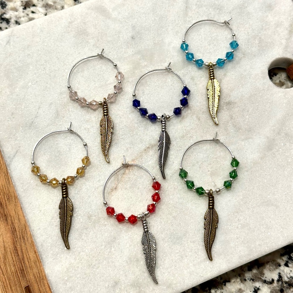 Handmade Wine Charms - set of 6